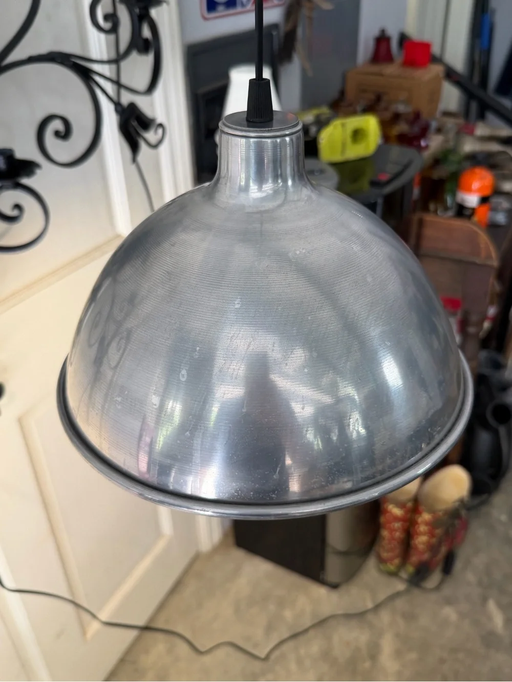 Pair of Industrial Silver Metal Dome Plug-in Pendant Light 16’ cord